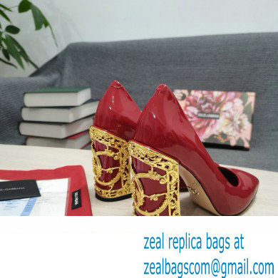 Dolce  &  Gabbana Logo Heel 10.5cm Patent leather Pumps Red 2022